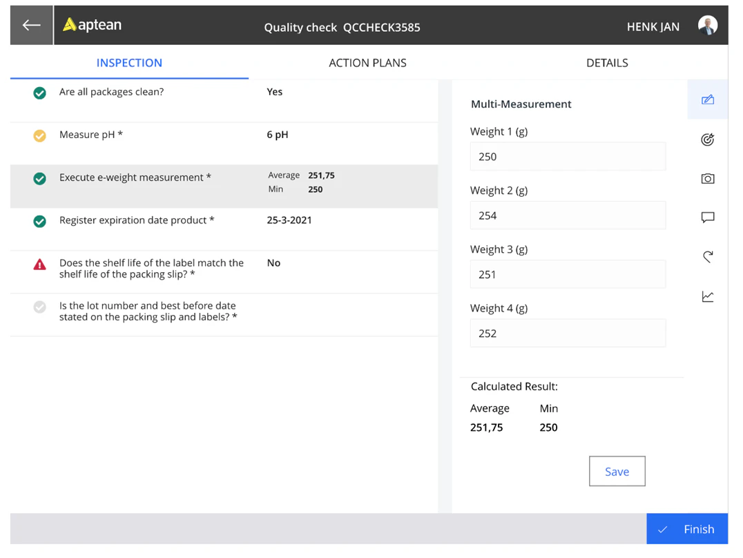 screenshot of Aptean Food & Beverage ERP